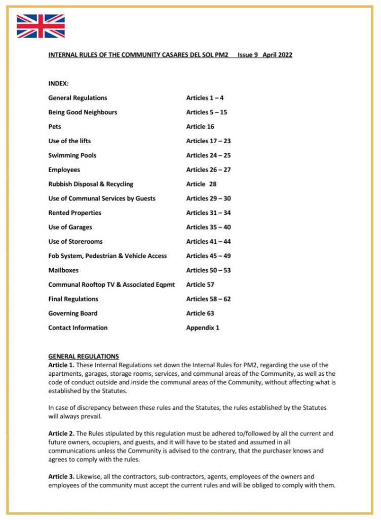 CDS PM2 INTERNAL RULES OF THE COMMUNITY